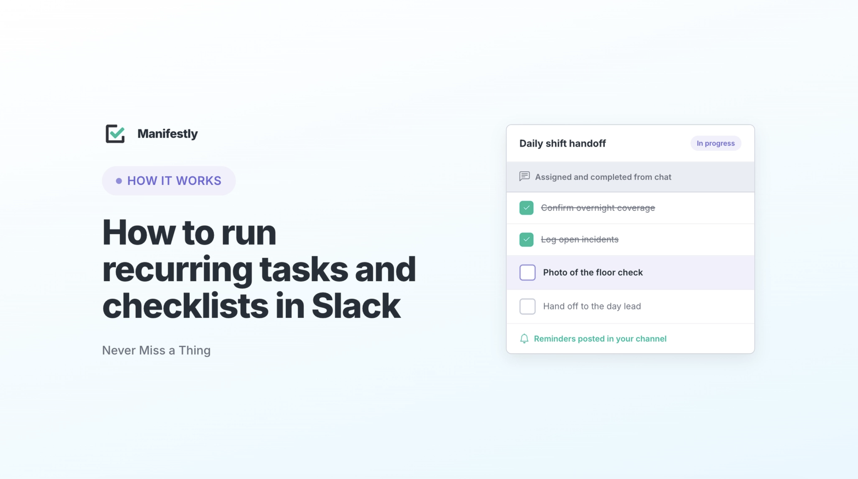 Run recurring checklists in slack hero